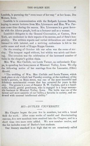 News-Letters: Mu - Butler University, December 1884 (image)